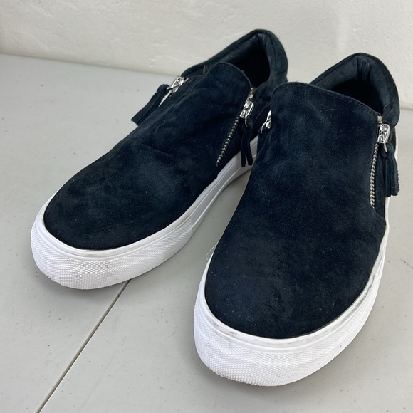 stevemadden zipper platform sneakers Sz 9 M black leather upper - Picture 2 of 10